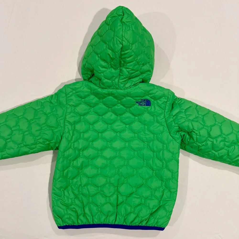 New The North Face Perrito Jacket Boys 18-24M Krypton Green Quilted Reversible - Picture 7 of 8